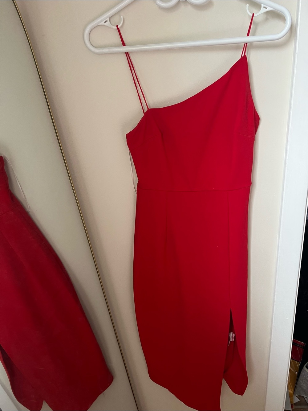 Princess Polly Red One-Shoulder Midi Dress with Side Slit